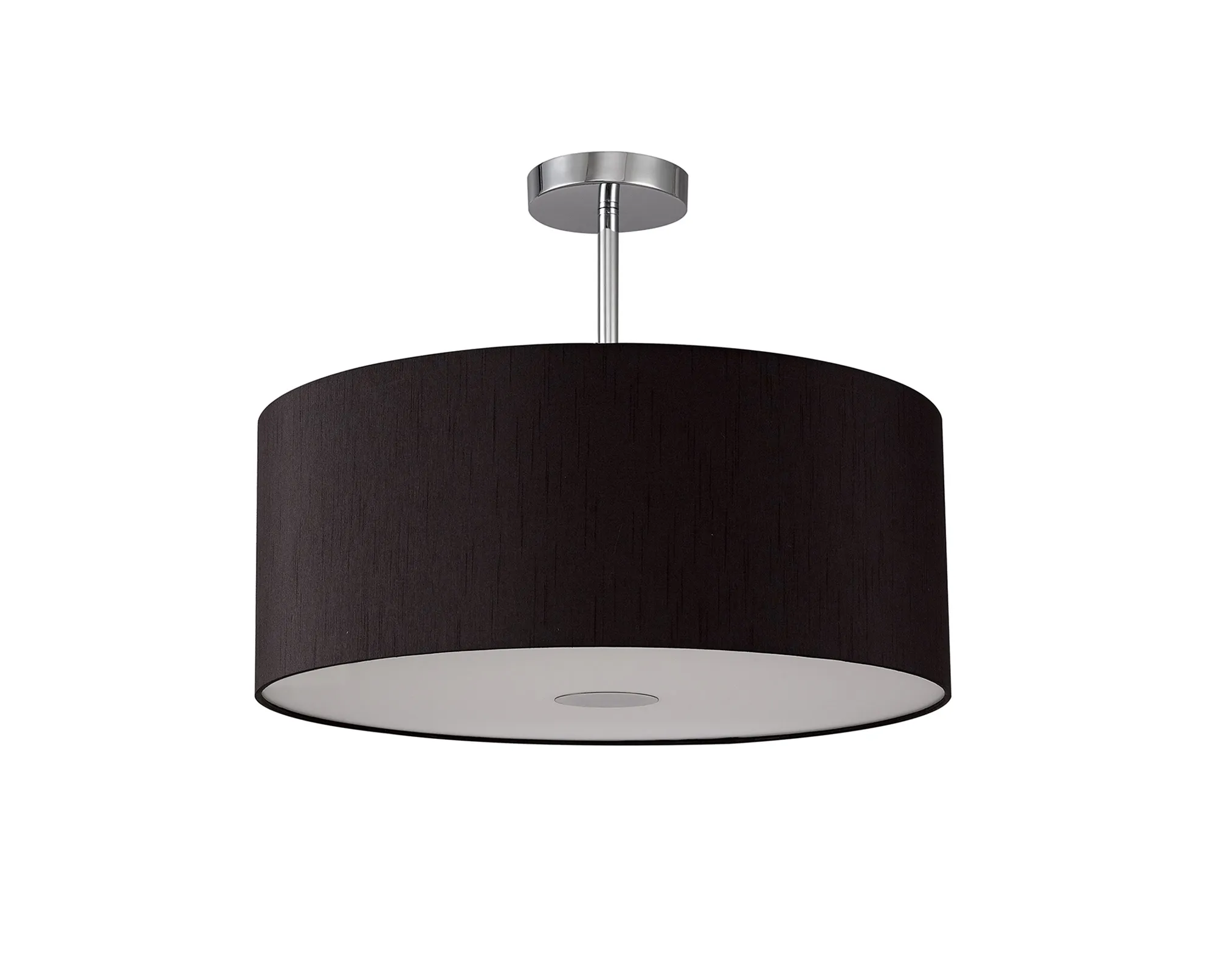 Baymont 50cm Semi Flush 1 Light Polished Chrome, Black, Frosted Diffuser DK0109  Deco Baymont CH BL